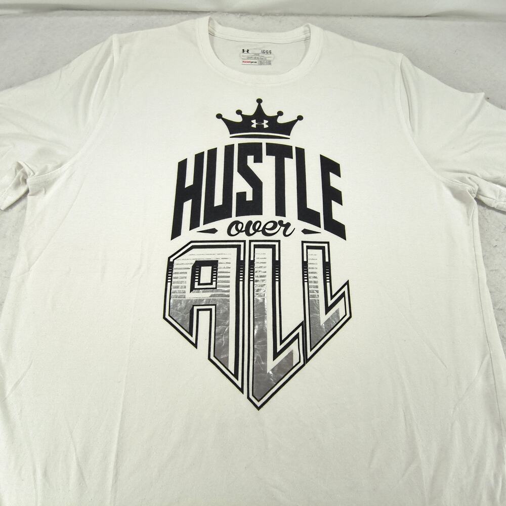 Under Armour Crew Neck Short Sleeve Graphic T Shirt Mens Size Large L White